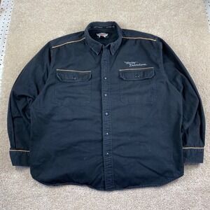 Harley Davidson 2XL Black Canvas Button Up Work Shirt 96413-06VM 2005 Vintage